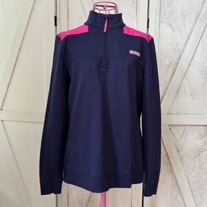 Vineyard Vines Jacket Women’s Small Navy Blue Pink Canvas Shep Shirt Pullover